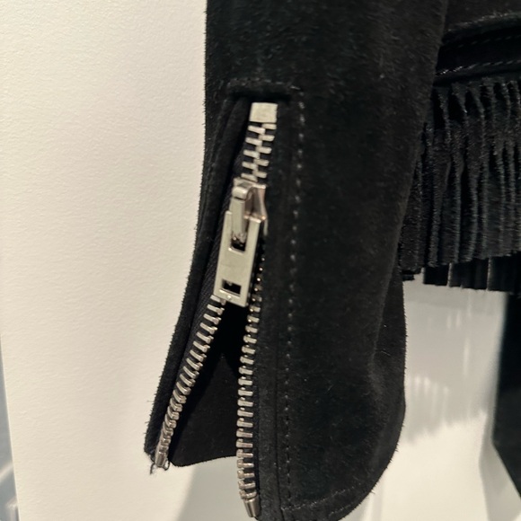 The Kooples Suede Biker Jacket with Fringe Details - Picture 4 of 7